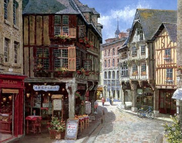  Houses Oil Painting - Europe Street Houses European Towns